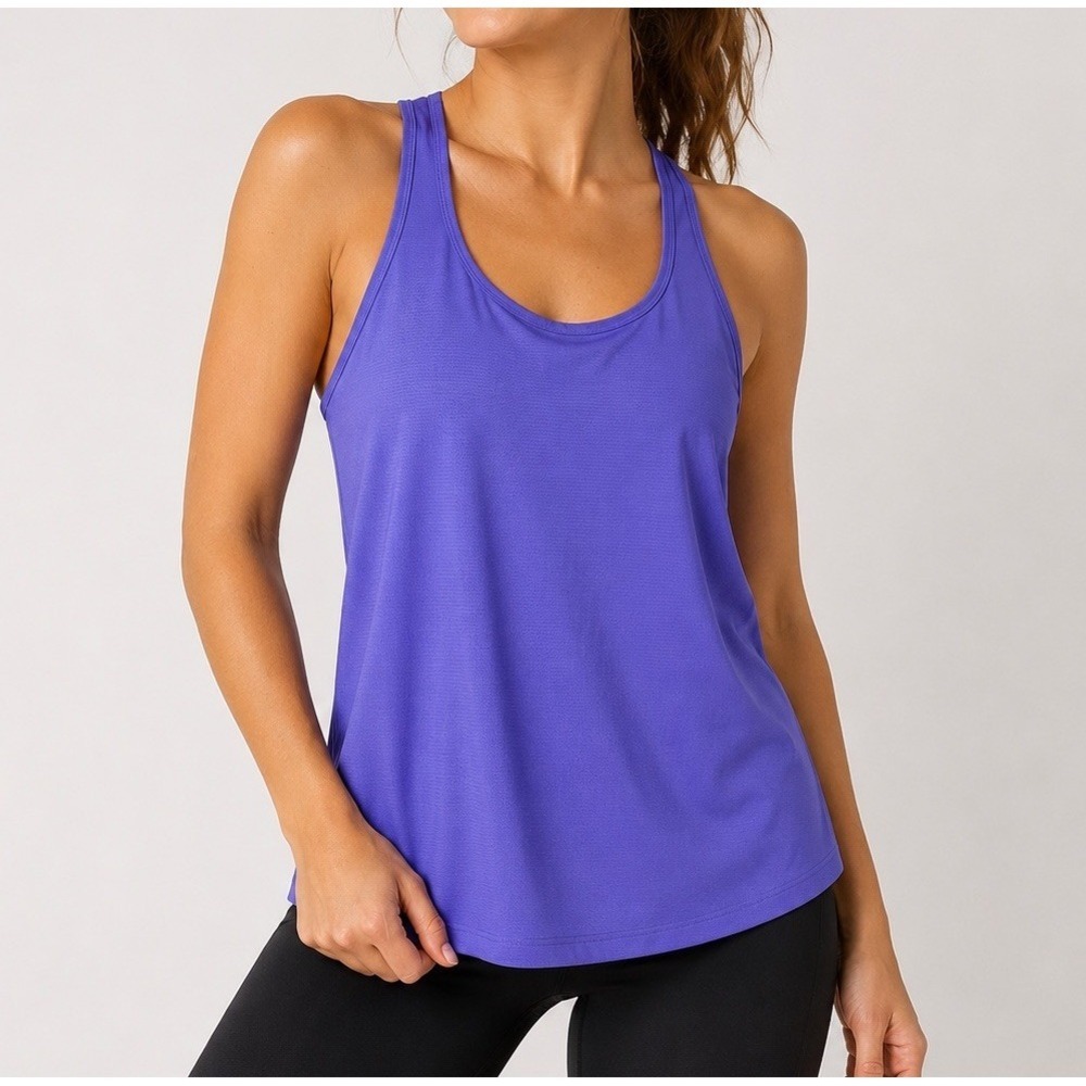 SPANX Perforated Racerback Athletic Tank Top Purple Stretch Workout Womens S